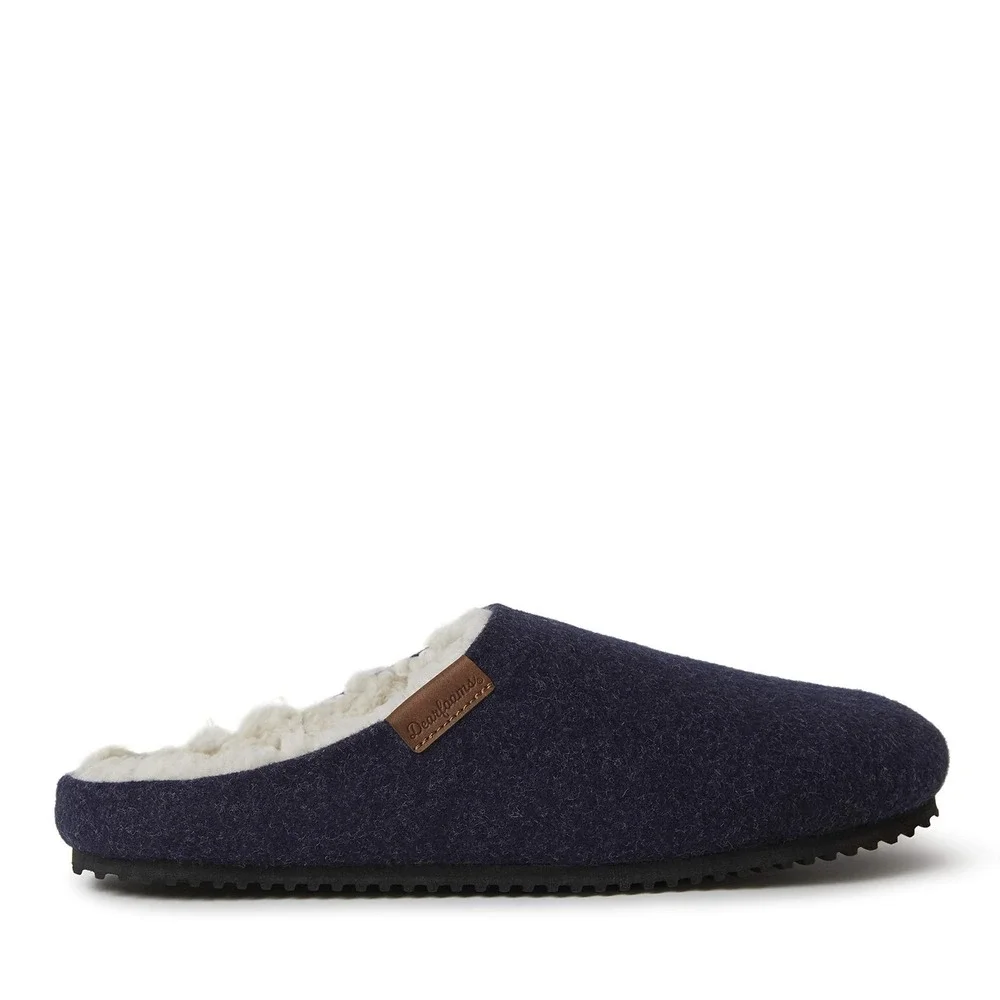 Dearfoams Men's M-(9-10) Microwool Clog with Molded Footbed Slipper Navy 30942
